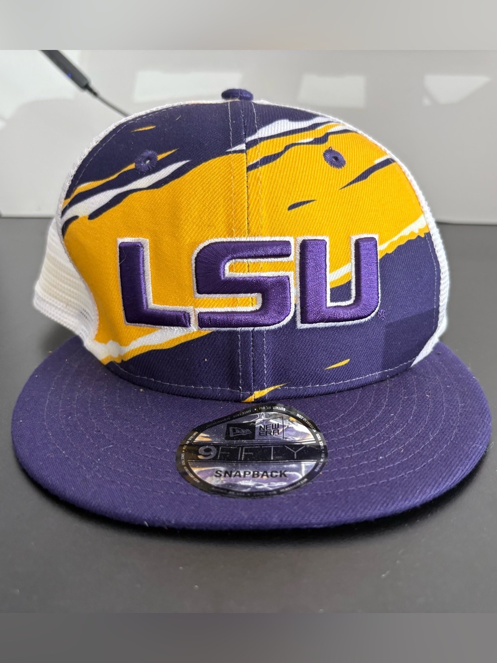 Men's New Era Purple LSU Tigers Tear Trucker 9FIFTY Snapback Hat